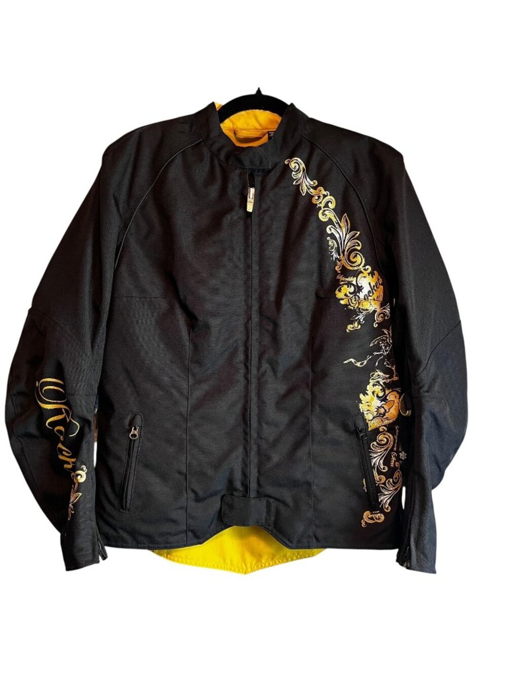 Joe Rocket Jacket Womens M Black Floral Graphic Lined Motorcycle Y2K Insulated